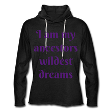 Load image into Gallery viewer, Ancestors Lightweight Terry Hoodie w/ purple letters - charcoal gray
